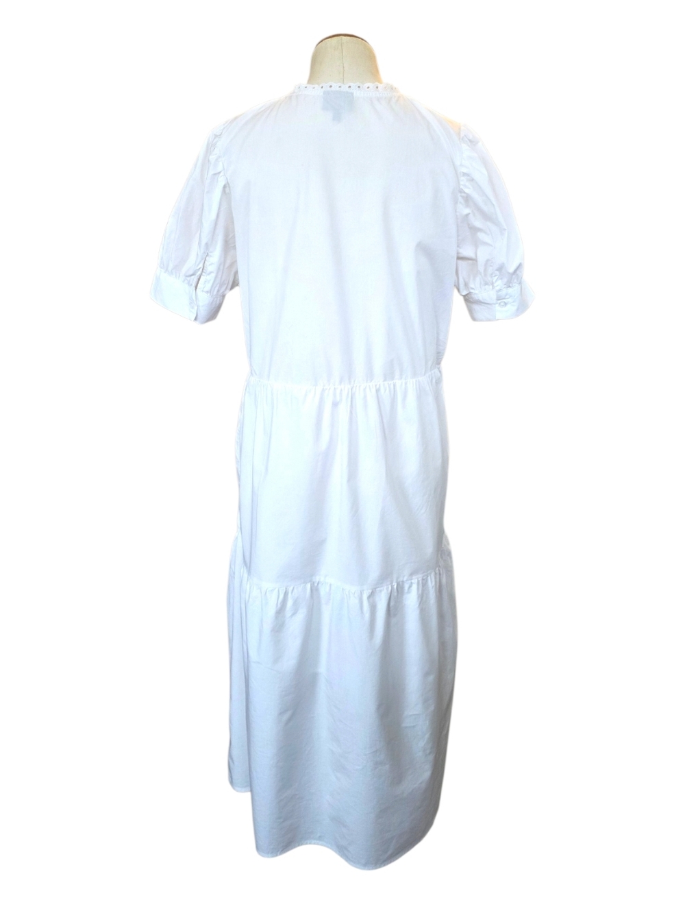 Who What Wear x Target White Tiered Dress Cotton Puff Sleeve Sundress Size L - Picture 5 of 12